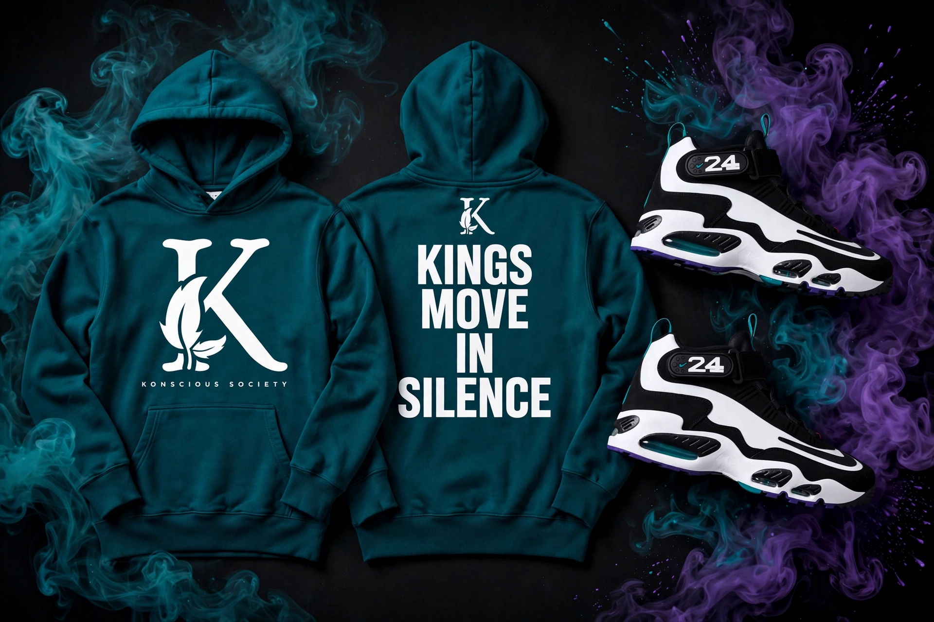 Golden Era full set in the Griffey colorway — hoodie front and back with matching sneakers